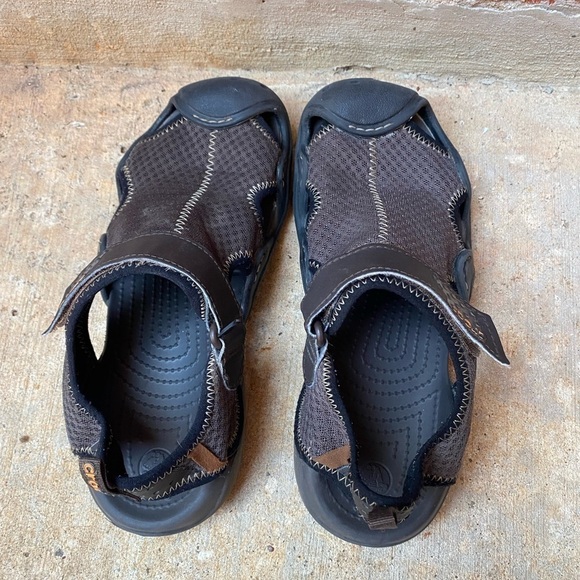 Crocs Mens 7 Brown Hiking Outdoor Comfort Casual Sandals - Picture 5 of 8